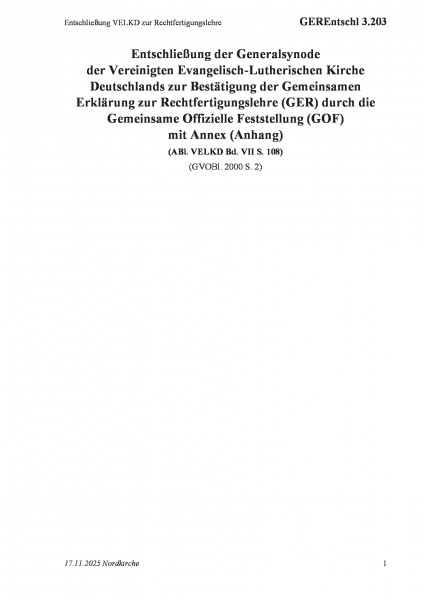 3.203 Entschließung VELKD zur Rechtfertigungslehre