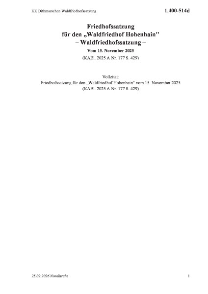 1.400-514d KK Dithmarschen Waldfriedhofssatzung