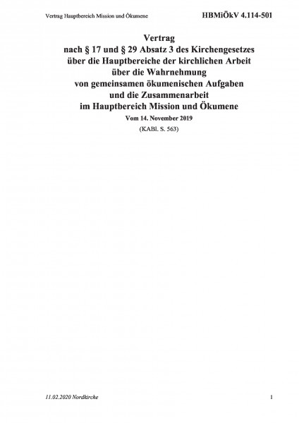 4.114-501 Vertrag Hauptbereich Mission und Ökumene