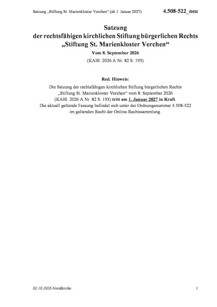 4.508-522_neu Satzung „Stiftung St. Marienkloster Verchen“ (ab 1. Januar 2027)
