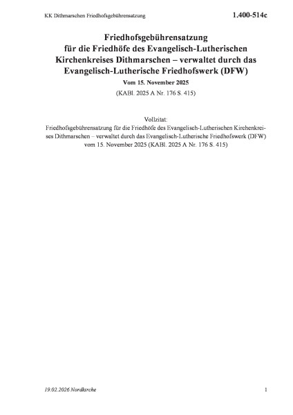 1.400-514c KK Dithmarschen Friedhofsgebührensatzung