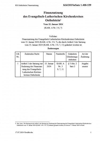 1.400-539 KK Ostholstein Finanzsatzung