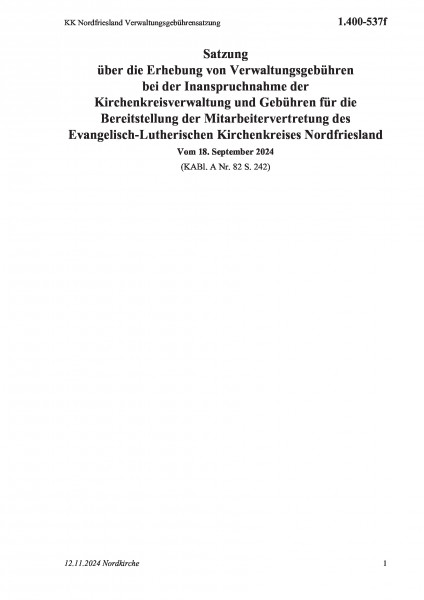 1.400-537f KK Nordfriesland Verwaltungsgebührensatzung