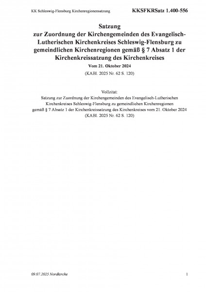 1.400-556 KK Schleswig-Flensburg Kirchenregionensatzung