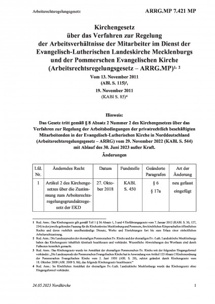 7.421 MP Arbeitsrechtsregelungsgesetz