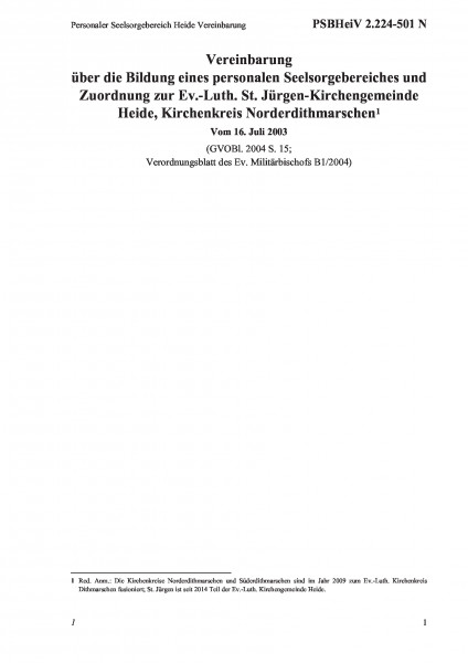 2.224-501 N Personaler Seelsorgebereich Heide Vereinbarung