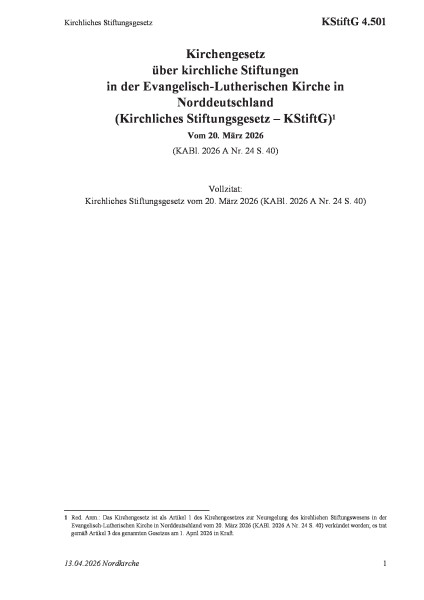 4.501 Kirchliches Stiftungsgesetz