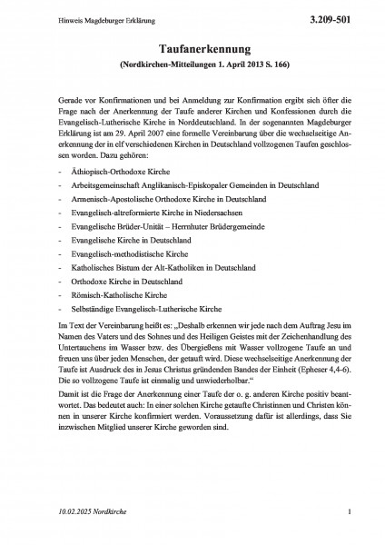 3.209-501 Hinweis Magdeburger Erklärung