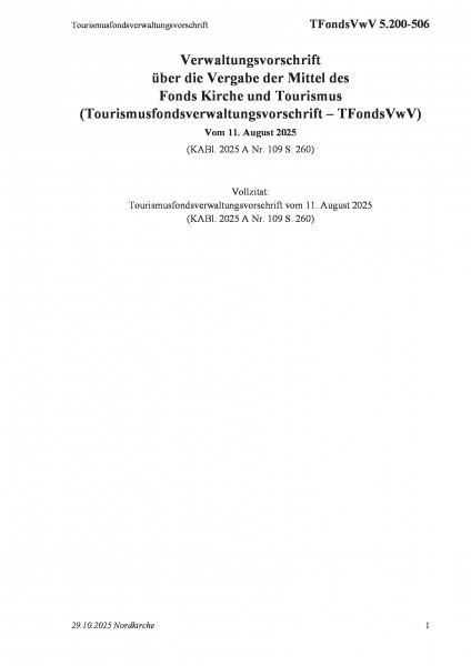 5.200-506 Tourismusfondsverwaltungsvorschrift